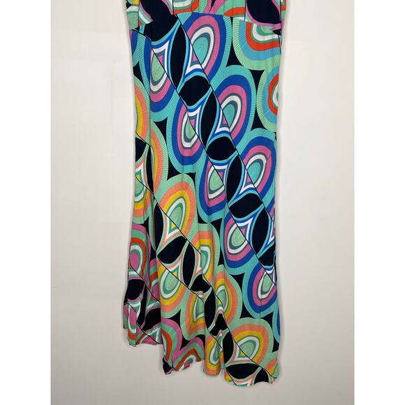 Anthropologie Kenzie Geometric Print Asymmetrical Midi Dress Multi Women's US 4 - Picture 5 of 12